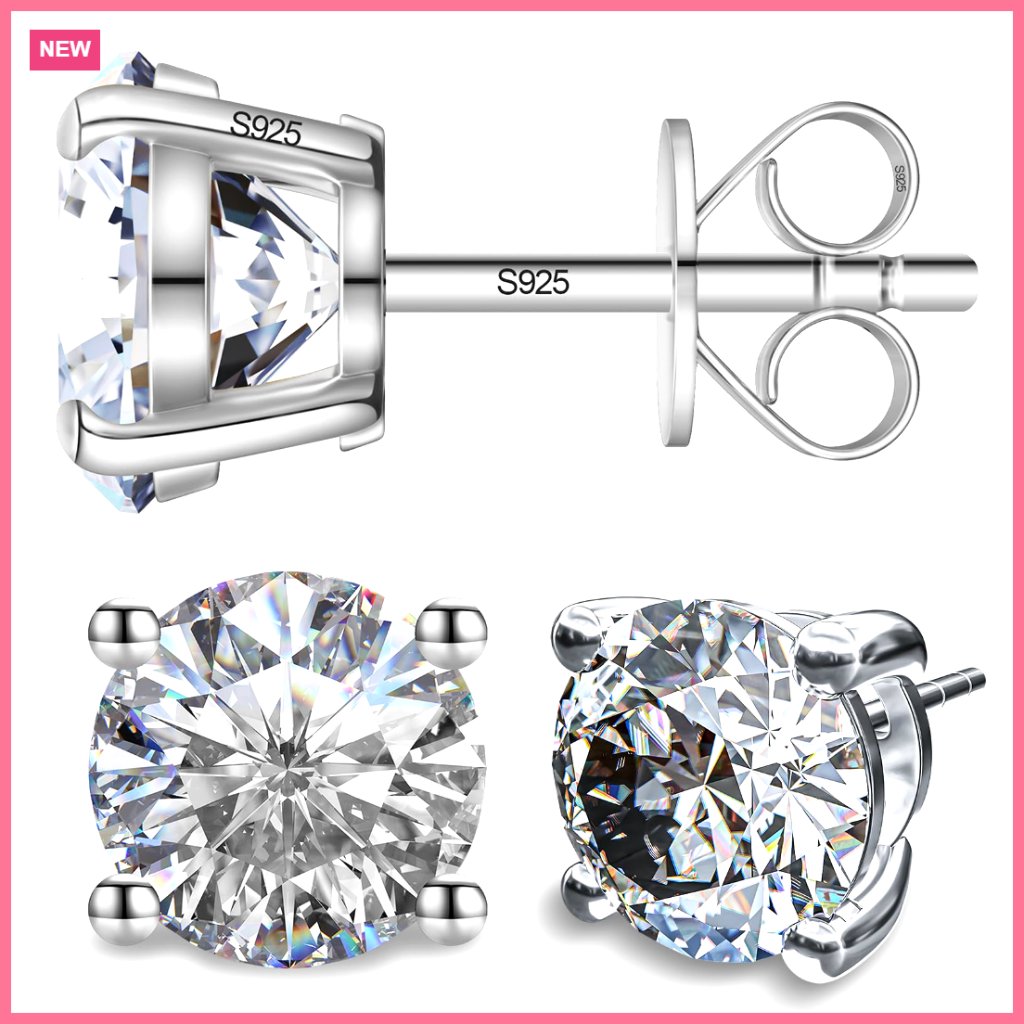 Moissanite Stud Earrings 1 Ct 18k White Gold Plated Sterling Silver